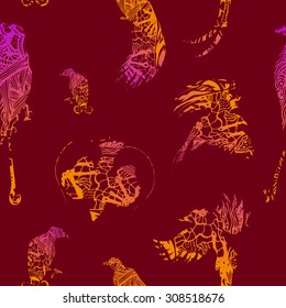 Birds of paradise vector icons and silhouettes. Little birds illustrations in different poses.