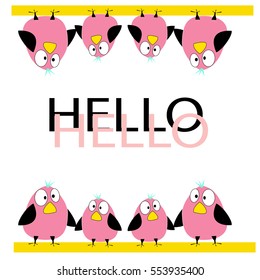 birds pattern birds cartoon hello vector illustration