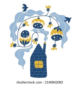 Birds peace Ukraine pigeons folk flowers patterns
