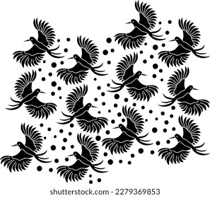 
Aves en guisantes.Patrón blanco y negro con la capacidad de combinarse en un patrón sin fisuras.Patrón vector.Inspirarse con nuestro afiche perfecto para tu pared en casa, trabajo, habitación para niños o para emprendedores