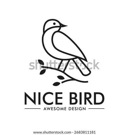 birds perched on tree branches logo design vector illustration, animal icon logotype