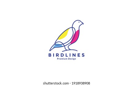 birds Quail line colorful logo symbol vector icon design illustration