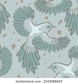 Birds in the rainforest. Decorative pattern element. Seamless texture. Vector illustration.