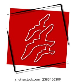 birds red banner in frame. Vector illustration.