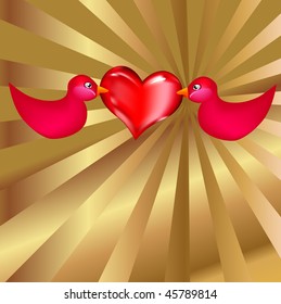 birds with red heart