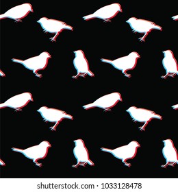 Birds seamless background with duotone  effect. Vector pattern