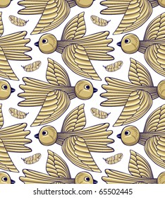 Birds seamless background, flying birds illustration, endless pattern