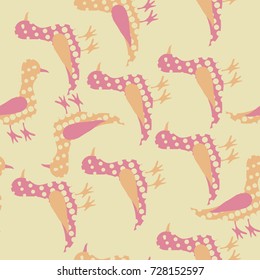 Birds seamless   halftone pattern. Hand drawn.