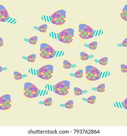 Birds seamless  pattern, abstract  spots . Hand drawn.