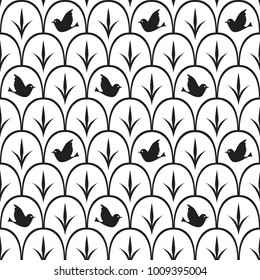 Birds seamless pattern, colorful texture on white background
