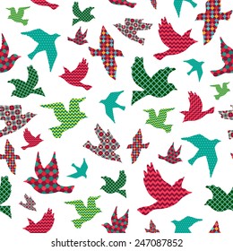 Birds seamless pattern, colorful texture on white background