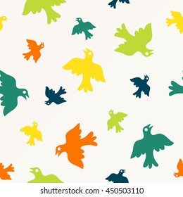 Birds seamless pattern, colorful texture Vector illustration