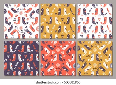 Birds seamless pattern. Colorful texture