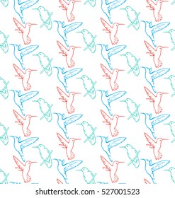 Birds seamless pattern colorfull vector colibri