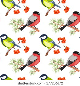 birds seamless pattern. EPS 10. No transparency. No gradients.