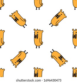 Birds seamless pattern. funny cartoon yellow bird.vector illustration on a white background. for postcards, book characters, children s games, toy design, fabric, design children clothes. Hand-drawn.