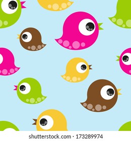 Birds seamless pattern on a blue background