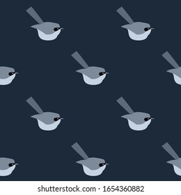Birds seamless pattern on a gray background. Stylish background for fabric, wrapping paper.