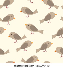 Birds seamless pattern. Sparrow in various poses. EPS 8 vector illustration, no transparency