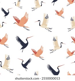 Birds Seamless Pattern, Vector Art for Modern Designs, minimalism, muted colors, background