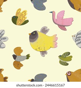 Pájaros patrón sin fisuras. acuarela Fondo de pantalla de Vector.