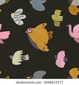 Birds seamless pattern. watercolor vector wallpaper.