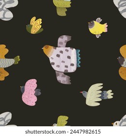 Birds seamless pattern. watercolor vector wallpaper.