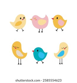 Birds set, different birds collection, birds flying vector illustration for springtime.