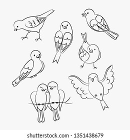 birds set outline