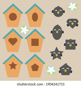 Birds Shapes Matching Preschool Worksheet, Learning Shapes Activities, Preschool Printables Game, Preschool Shapes Learning, Homeschool Games
Game for a child early Montessori training