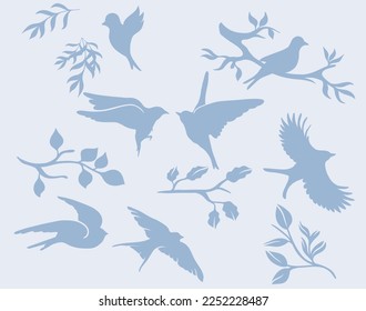 BIRDS SILHOUETTE BACKROUND VECTOR ILLUSTRATION 