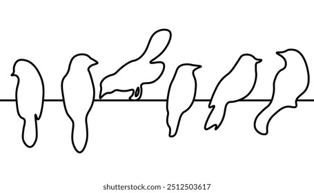 Birds silhouette icon. Linear style. Vector icon.