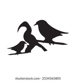  birds silhouette isolated on clear background.