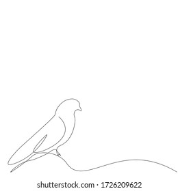 Birds silhouette line drawing, vector illustration