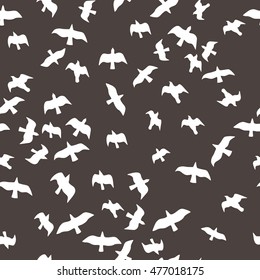 Birds silhouette seamless pattern. Vector colorful texture