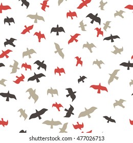 Birds silhouette seamless pattern. Vector colorful texture