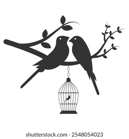 Vögel Silhouette oder Vögel und Baum Silhouette Vektor