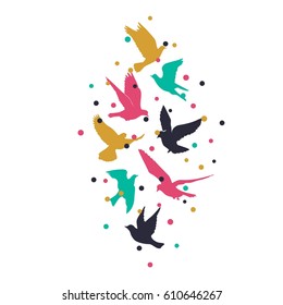 Birds silhouette vector background