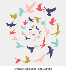 Birds silhouette vector illustration. Abstract background.