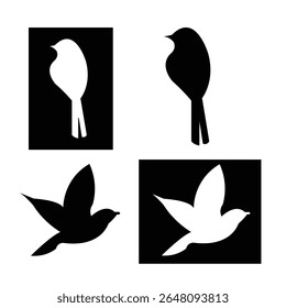 birds silhouette vector illustration black and white 