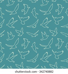 Birds silhouettes - flying seamless pattern