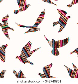 Birds silhouettes - flying seamless pattern