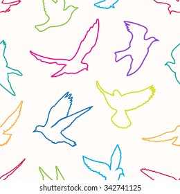 Birds silhouettes - flying seamless pattern