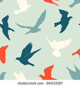 Birds silhouettes - flying seamless pattern