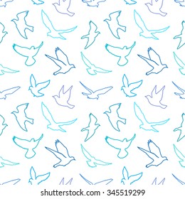 Birds silhouettes - flying seamless pattern