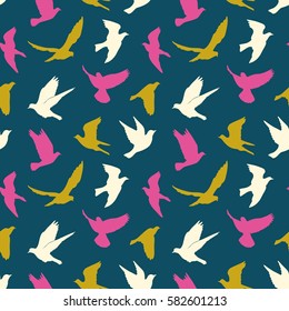 Birds silhouettes - flying seamless pattern