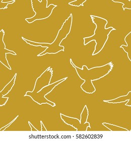 Birds silhouettes - flying seamless pattern
