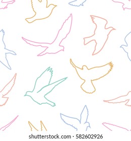 Birds silhouettes - flying seamless pattern