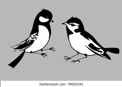 birds silhouettes on gray background, vector illustration