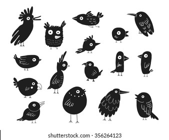 Birds silhouettes set, vector illustration